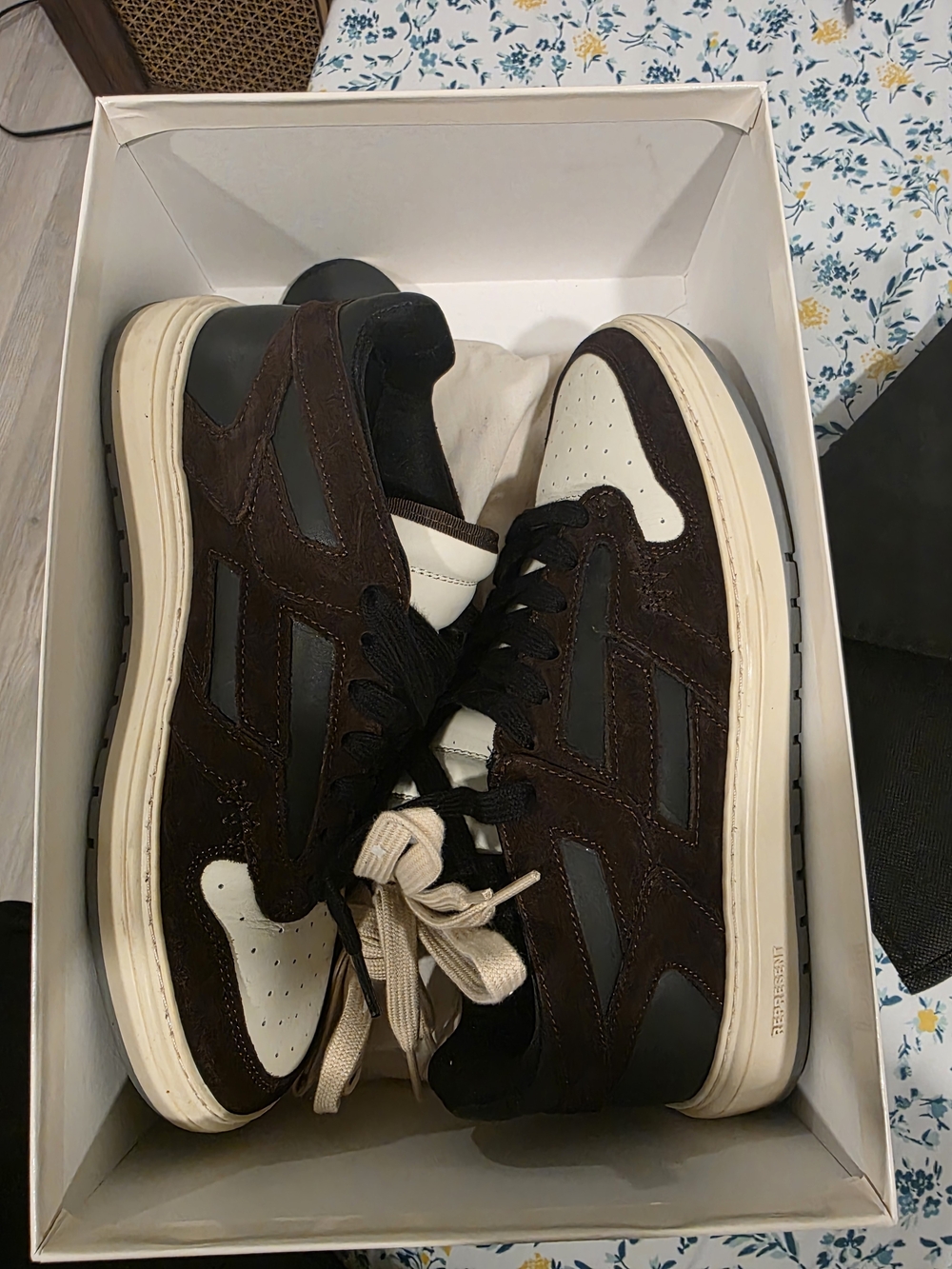 Men's Brown and Cream Suede Sneakers